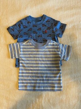 Hanna Andersson & Ralph Lauren  Blue Baby Tee Set - Striped & Truck Print
